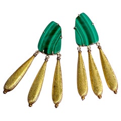Pendientes colgantes Michael Kneebone de malaquita vermeil