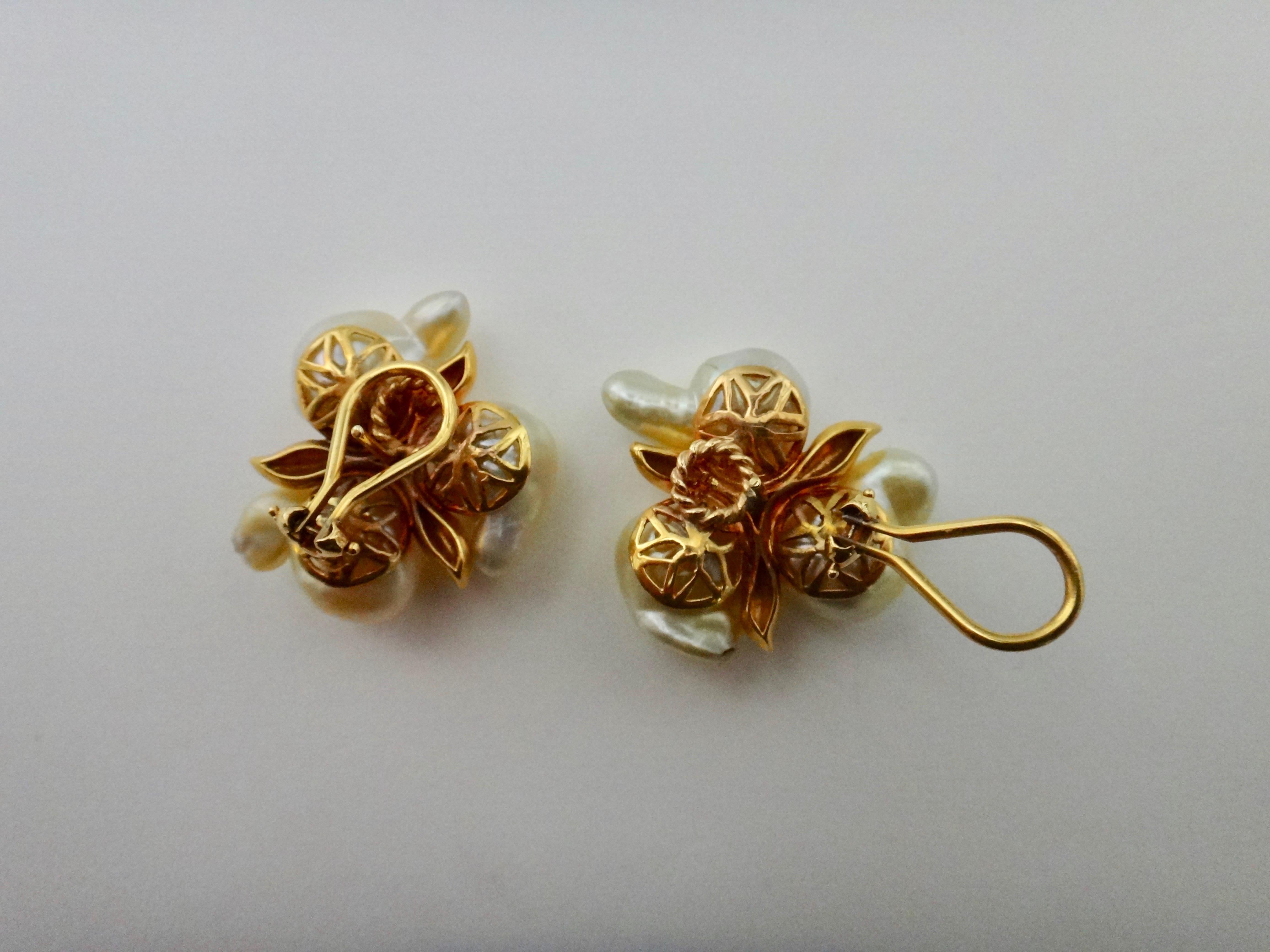Michael Kneebone Maluku Pearl White Diamond Cluster Earrings 2
