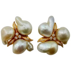 Michael Kneebone Maluku Pearl White Diamond Cluster Earrings Michael Kneebone Maluku Pearl White Diamond Cluster Earrings