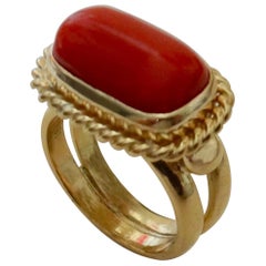 Michael Kneebone Mediterranean Red Coral 18 Karat Gold Ring