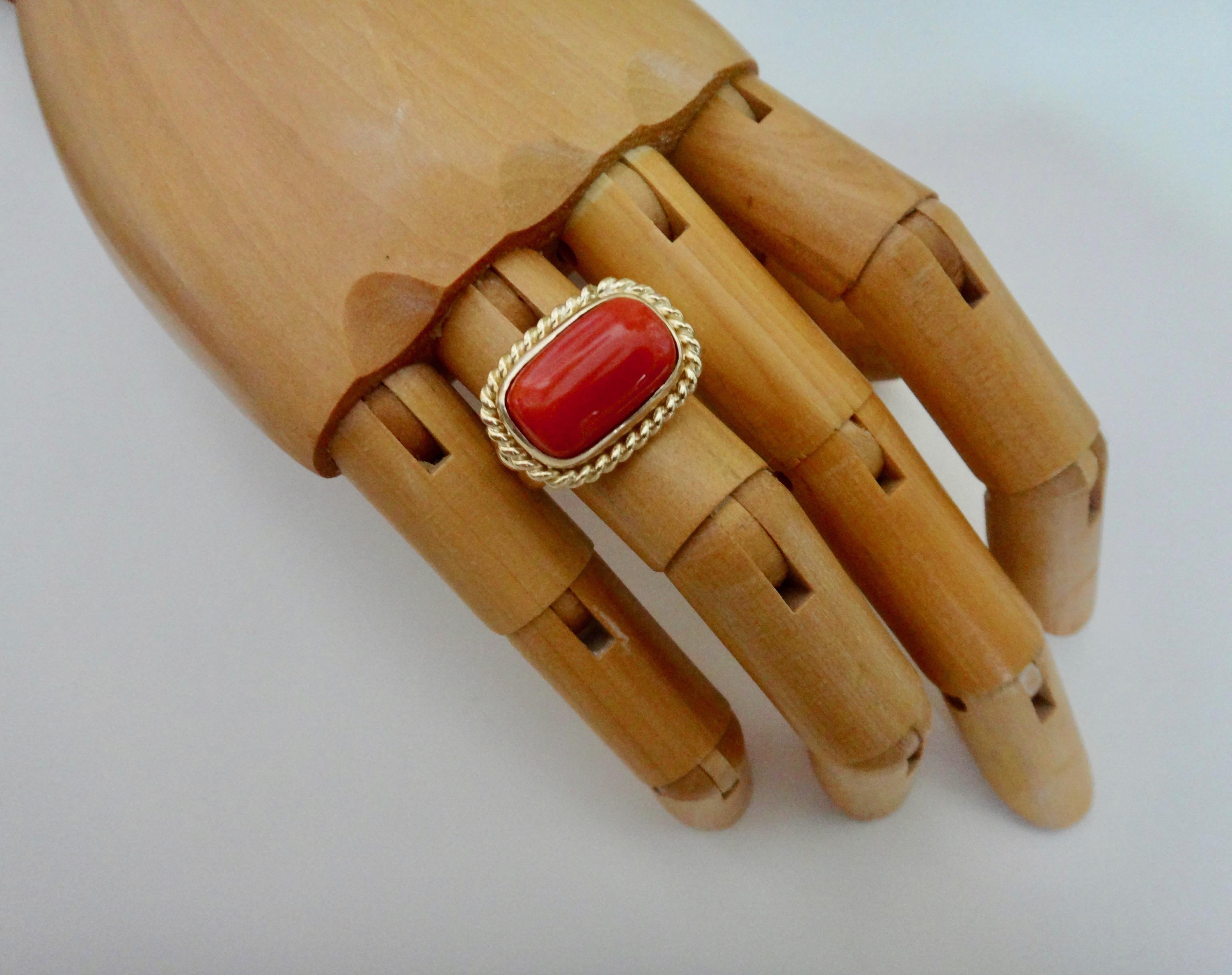 Mediterranean red coral is featured in this antique style 