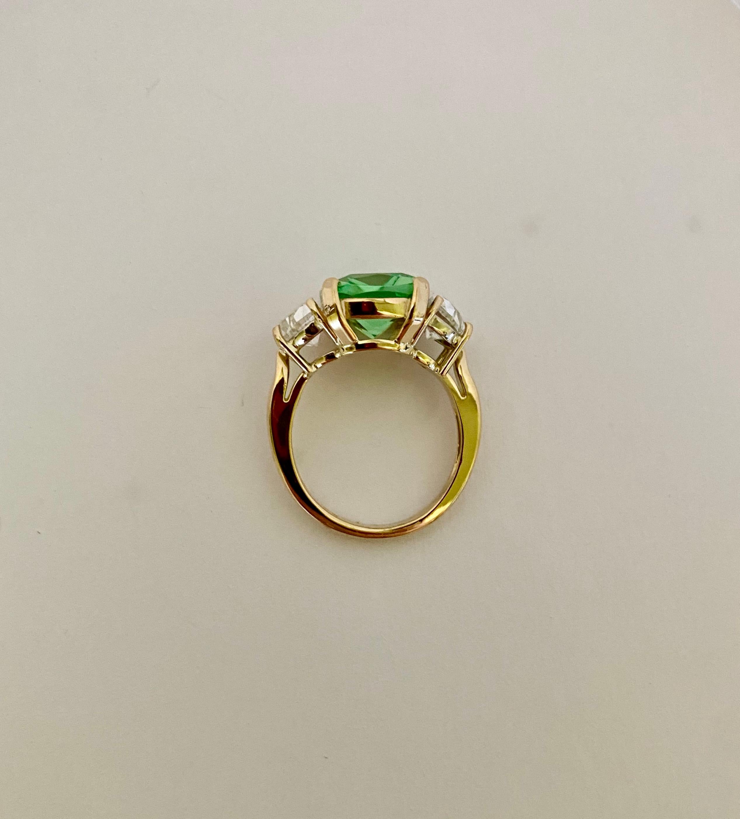 Women's Michael Kneebone Merelani Mint Garnet White Sapphire Three Stone Ring For Sale