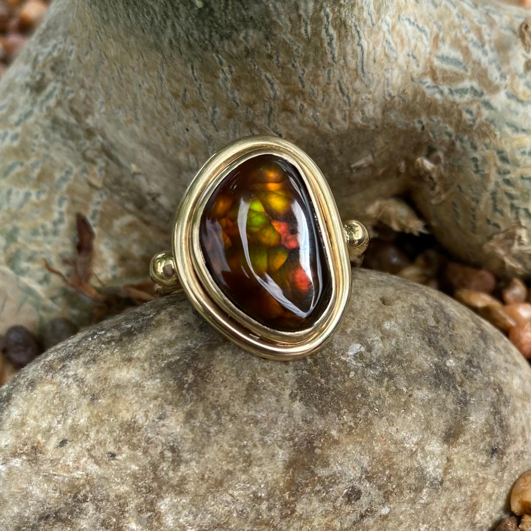 Contemporary Michael Kneebone Mexican Fire Agate Archaic Style Ring