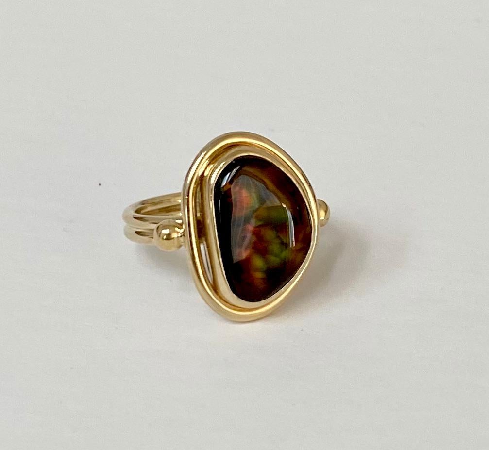 Michael Kneebone Mexican Fire Agate Archaic Style Ring In New Condition In Austin, TX