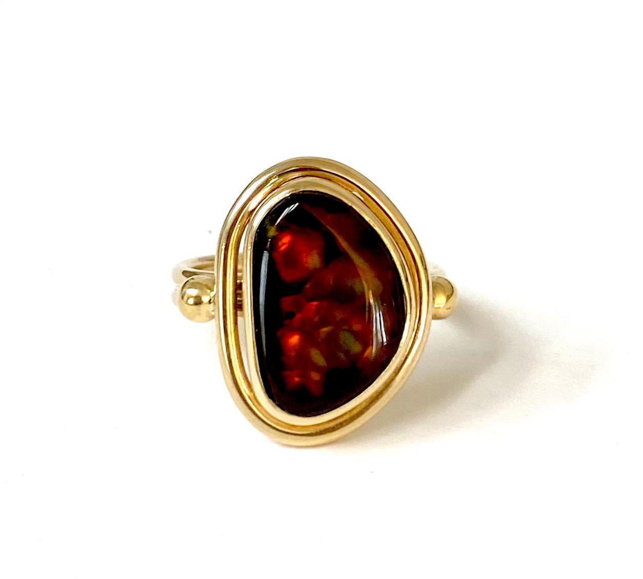 Michael Kneebone Mexican Fire Agate Archaic Style Ring 1