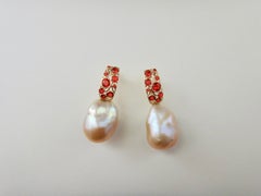 Michael Kneebone Mexican Fire Opal Baroque Pearl Drop Earrings