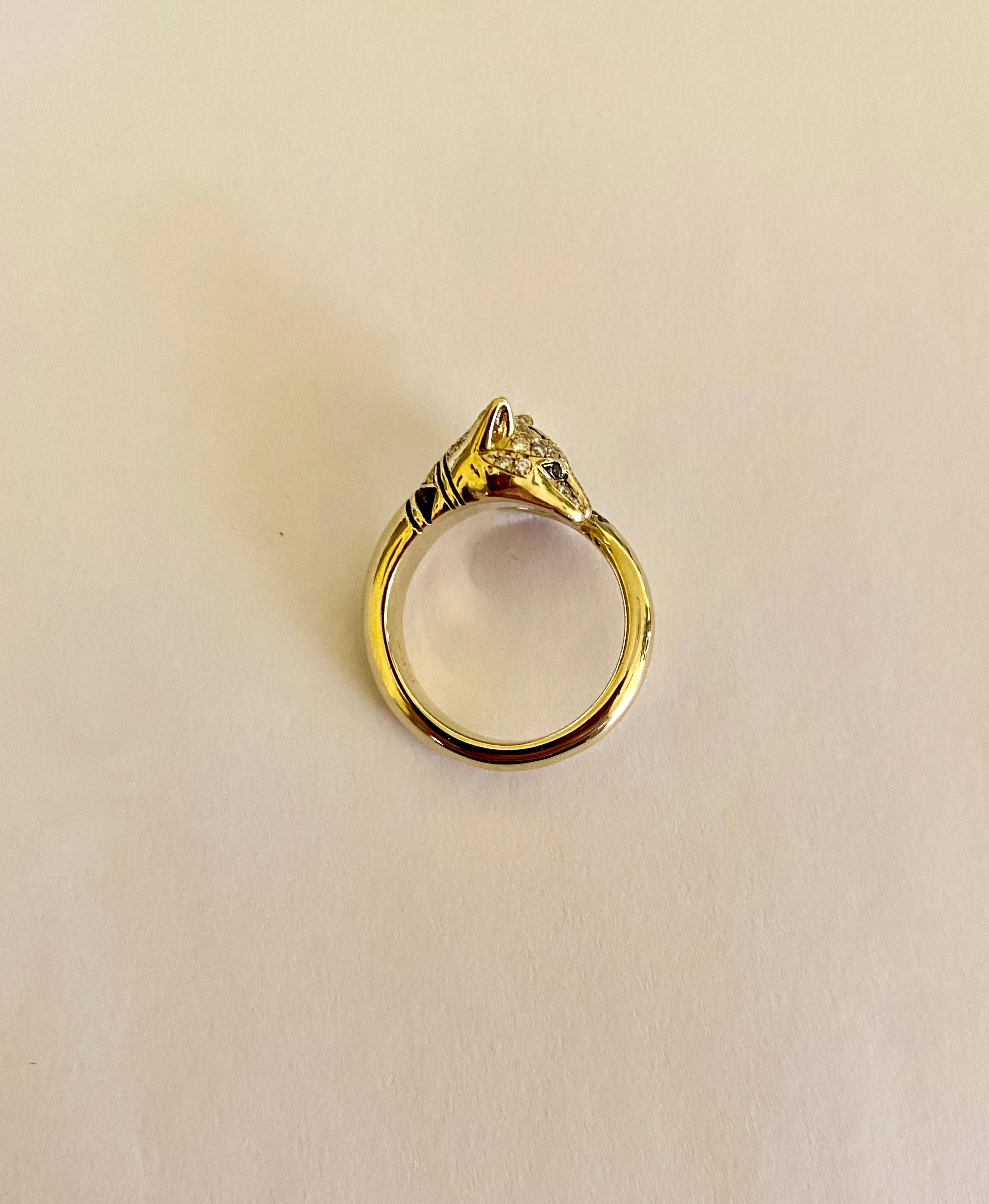 Women's or Men's Michael Kneebone Micro Pave Diamond 18k Gold Egyptian Revival Cat Ring