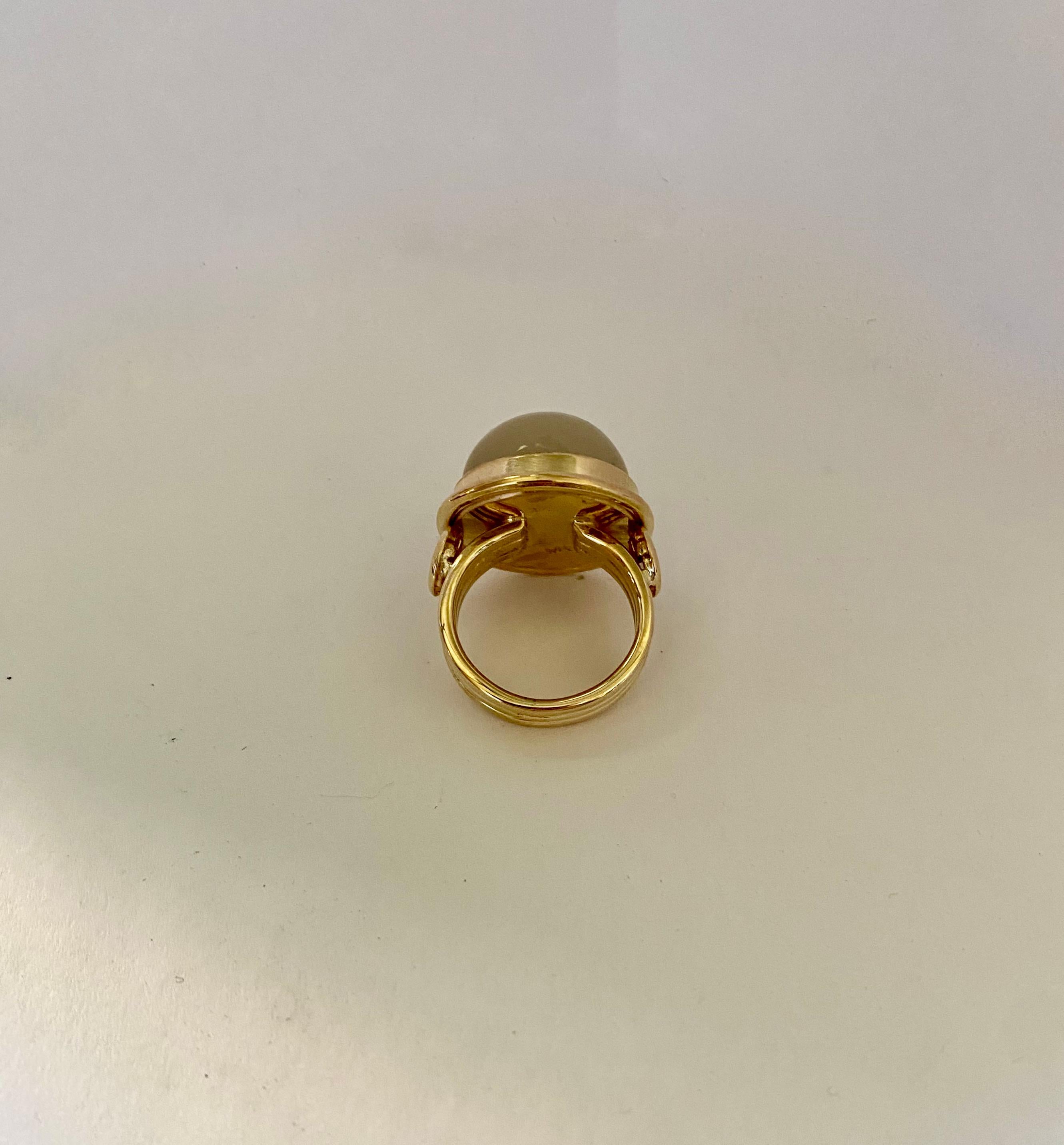 Michael Kneebone Moonstone Rose Cut Diamond Archaic Style Cocktail Ring For Sale 5