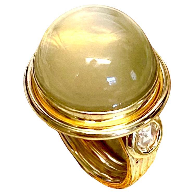 Michael Kneebone Moonstone Rose Cut Diamond Archaic Style Cocktail Ring