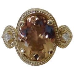 Michael Kneebone Morganite Pear Shaped Diamond Three-Stone Ring