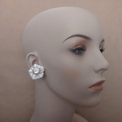 Michael Kneebone Mother-of-Pearl Coin Pearl 18 Karat Gold Flower Earrings