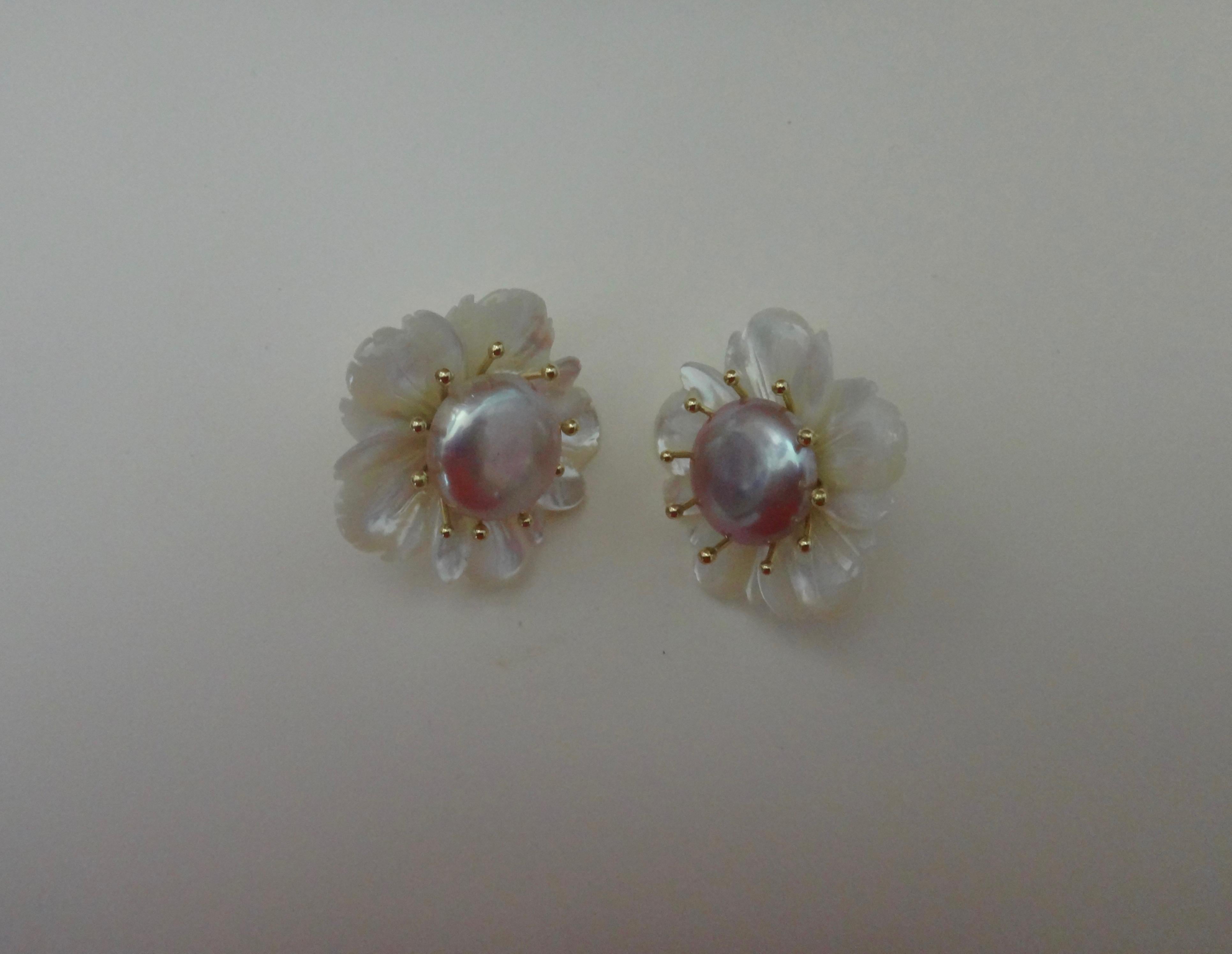 Women's Michael Kneebone Mother-of-Pearl Coin Pearl 18 Karat Gold Flower Earrings