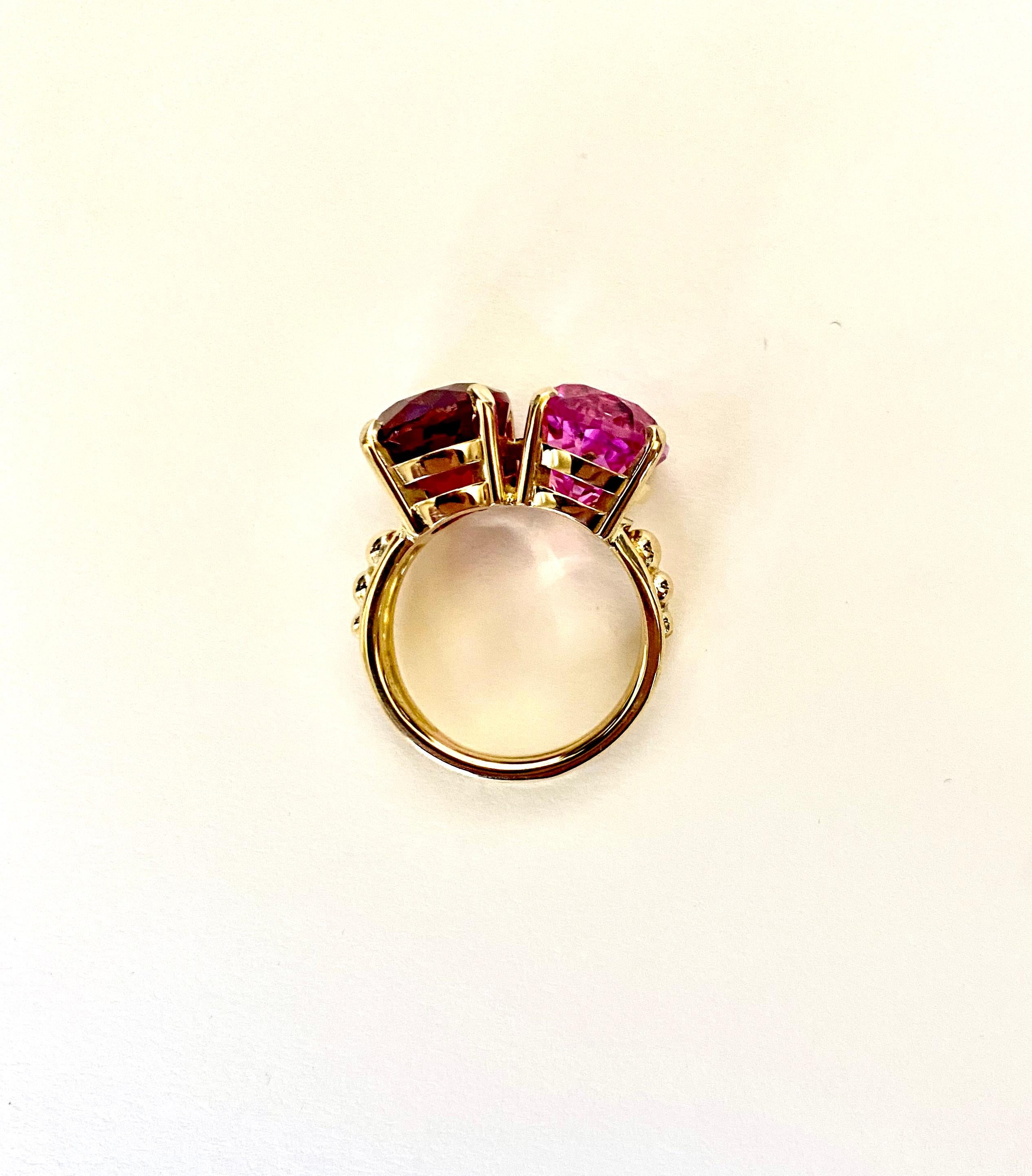 Michael Kneebone Mozambique Garnet Pink Topaz Due Pietra Beaded Ring In New Condition For Sale In Austin, TX