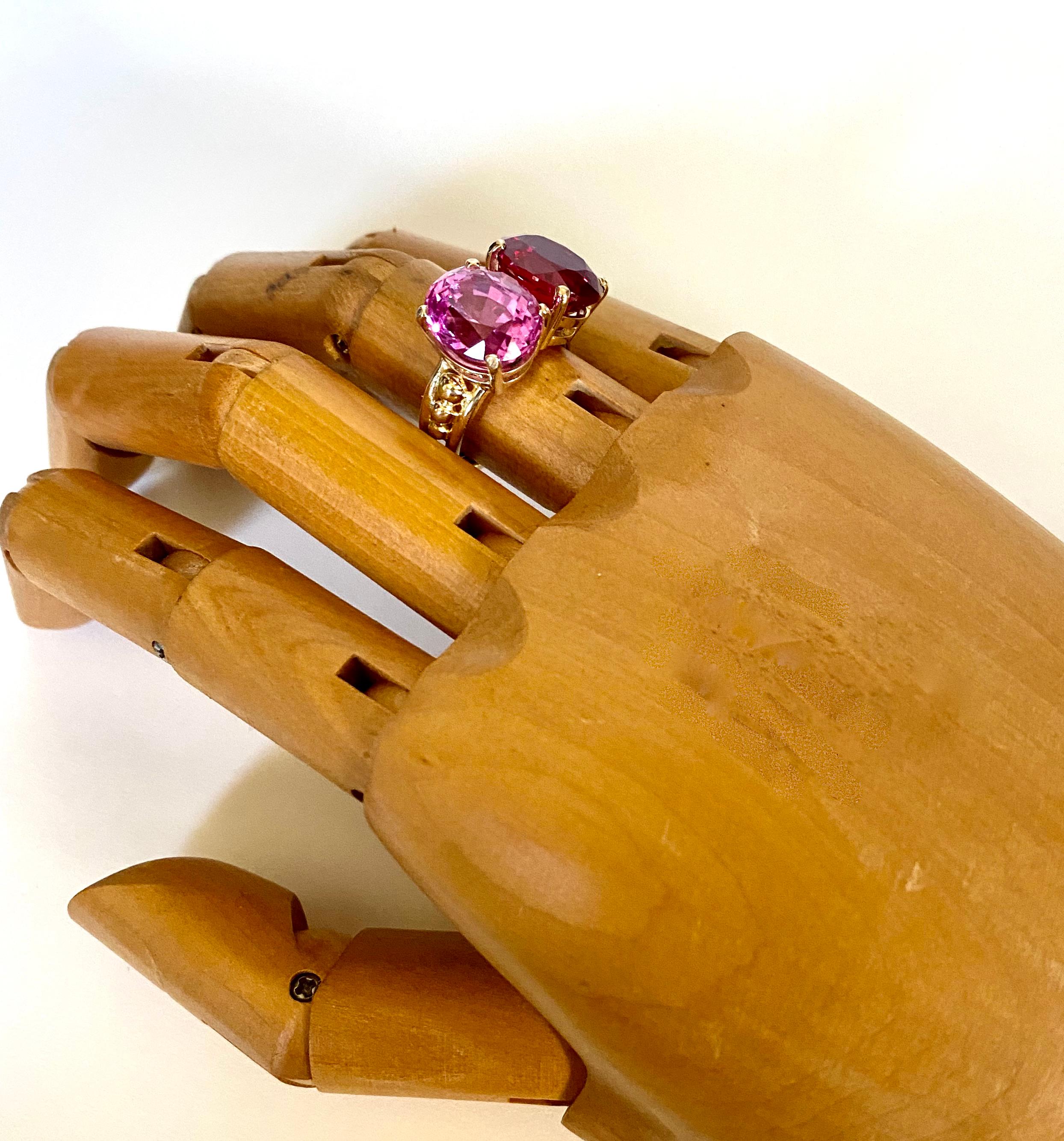 Women's Michael Kneebone Mozambique Garnet Pink Topaz Due Pietra Beaded Ring For Sale
