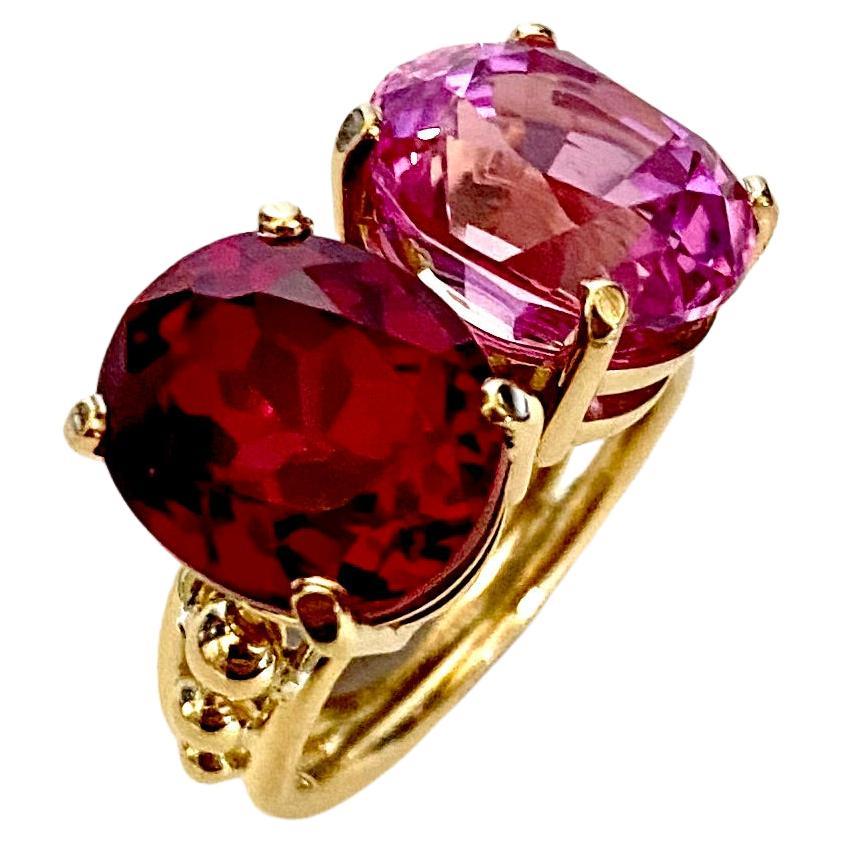 Michael Kneebone Mozambique Garnet Pink Topaz Due Pietra Beaded Ring For Sale