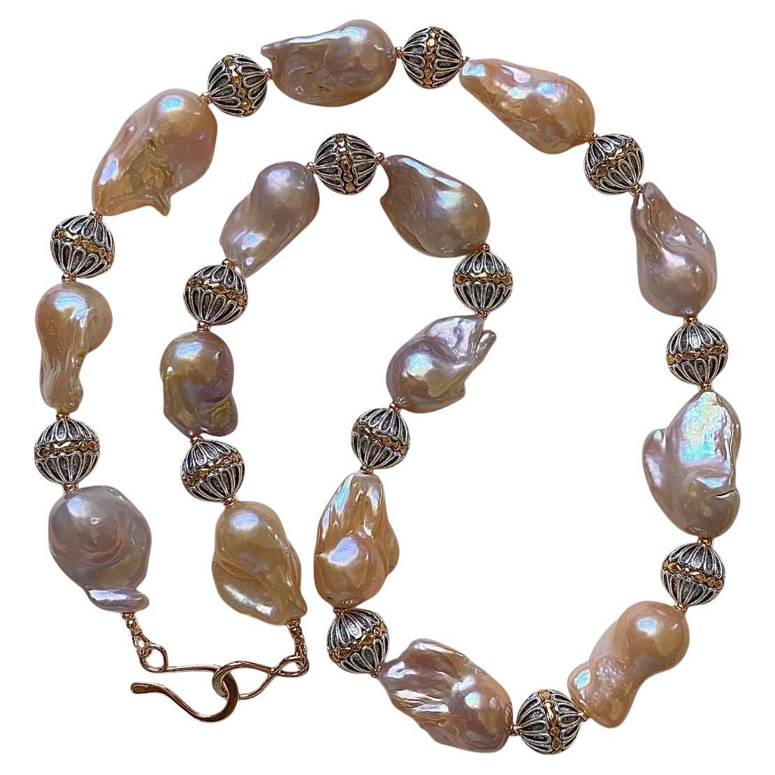 Michael Kneebone - Collana di perle barocche multicolore con perle granulate