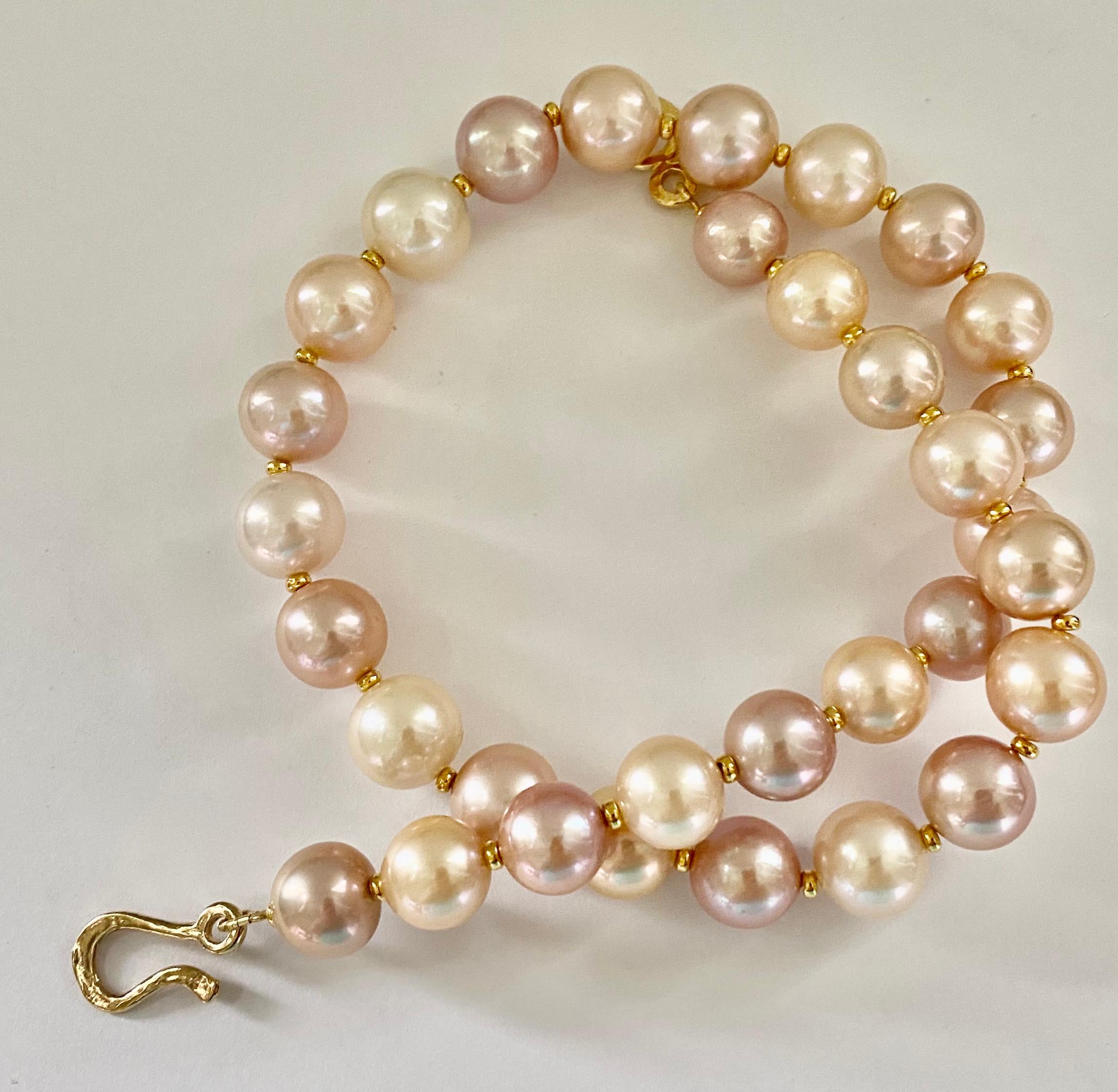 Round Cut Michael Kneebone Multicolored Freshwater Pearl Necklace For Sale