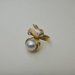Michael Kneebone Paspaley South Seas Pearl Diamond Ribbon Candy Ring