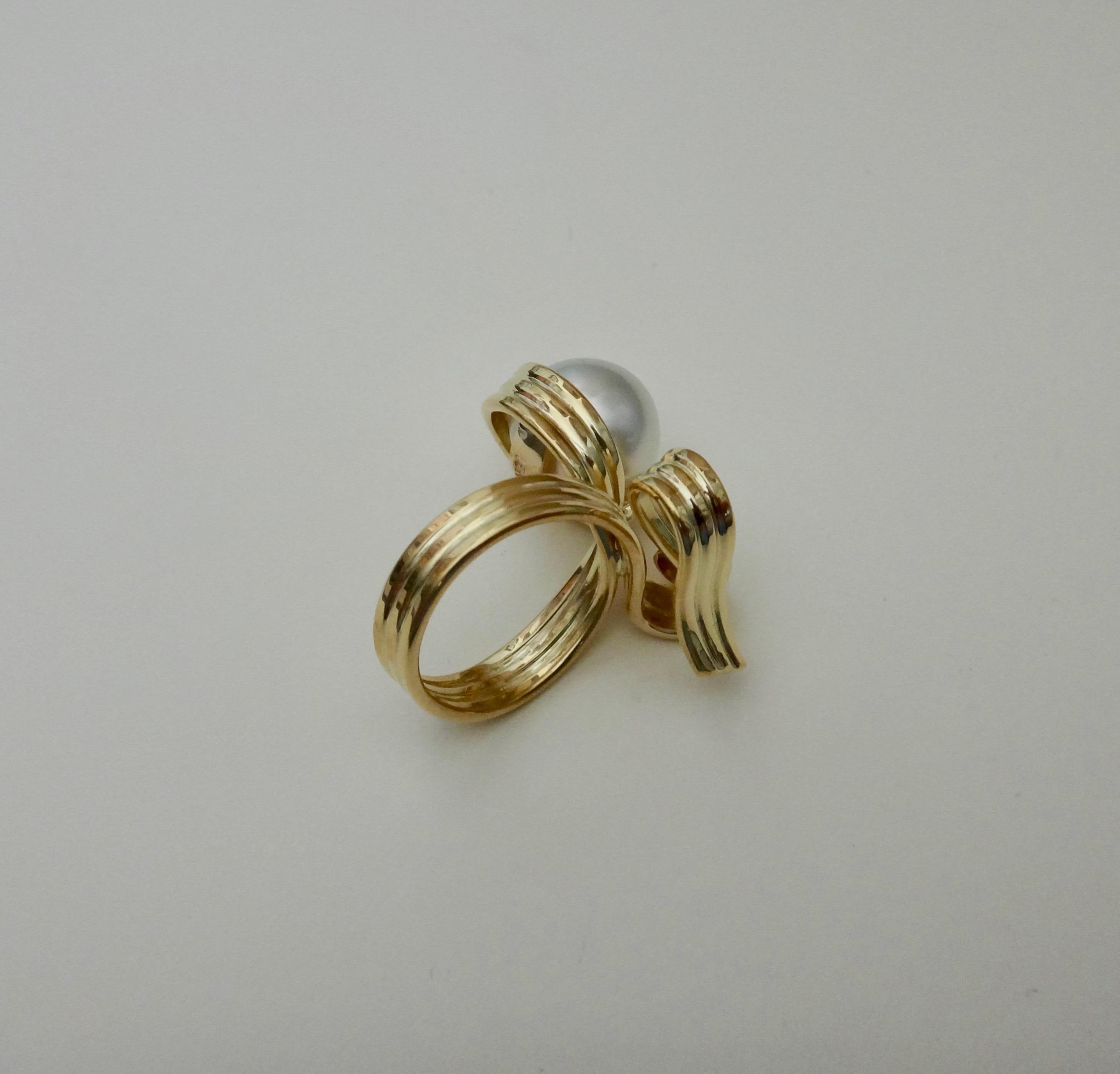 Women's Michael Kneebone Paspaley South Seas Pearl Diamond Ribbon Candy Ring