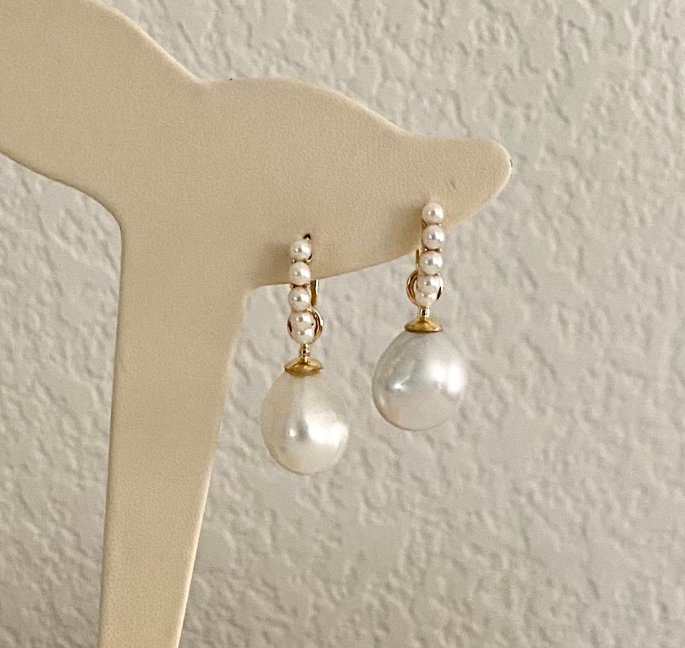Baroque South Seas pearls dangle from these pearl 