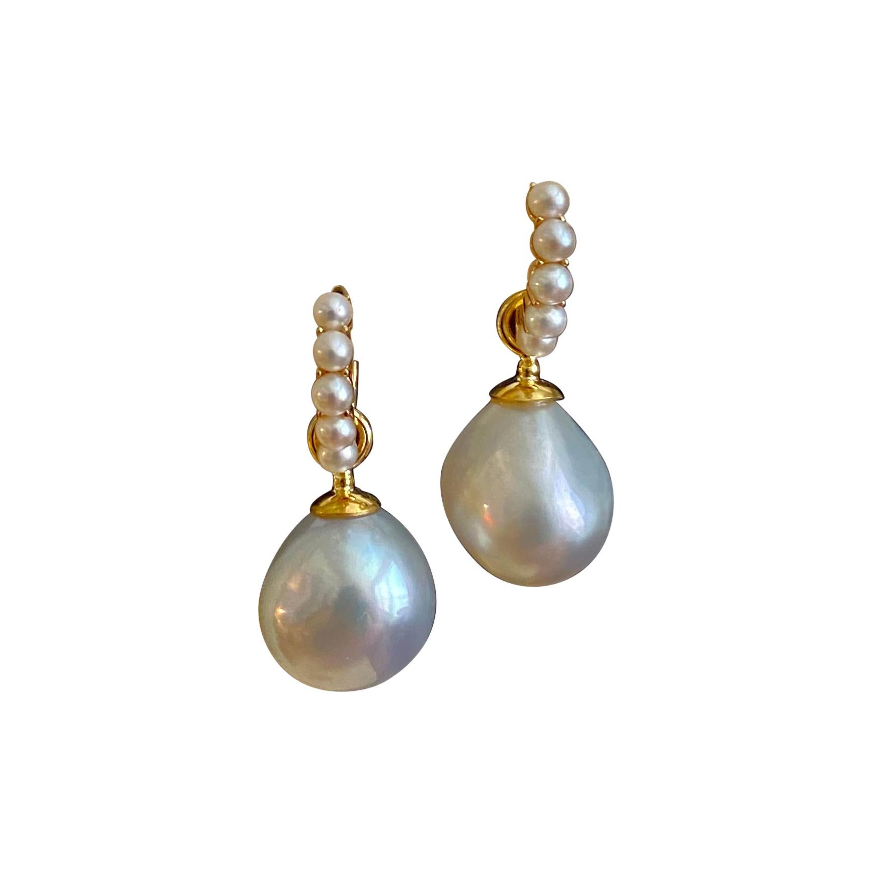 Michael Kneebone Paspaley South Seas Pearl "Huggie" Style Dangle Earrings