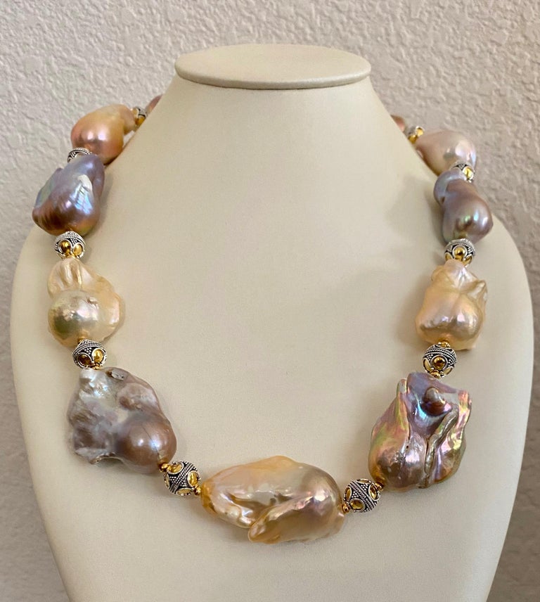 Contemporary Michael Kneebone Pastel Baroque Pearl Granulated Bead Necklace For Sale