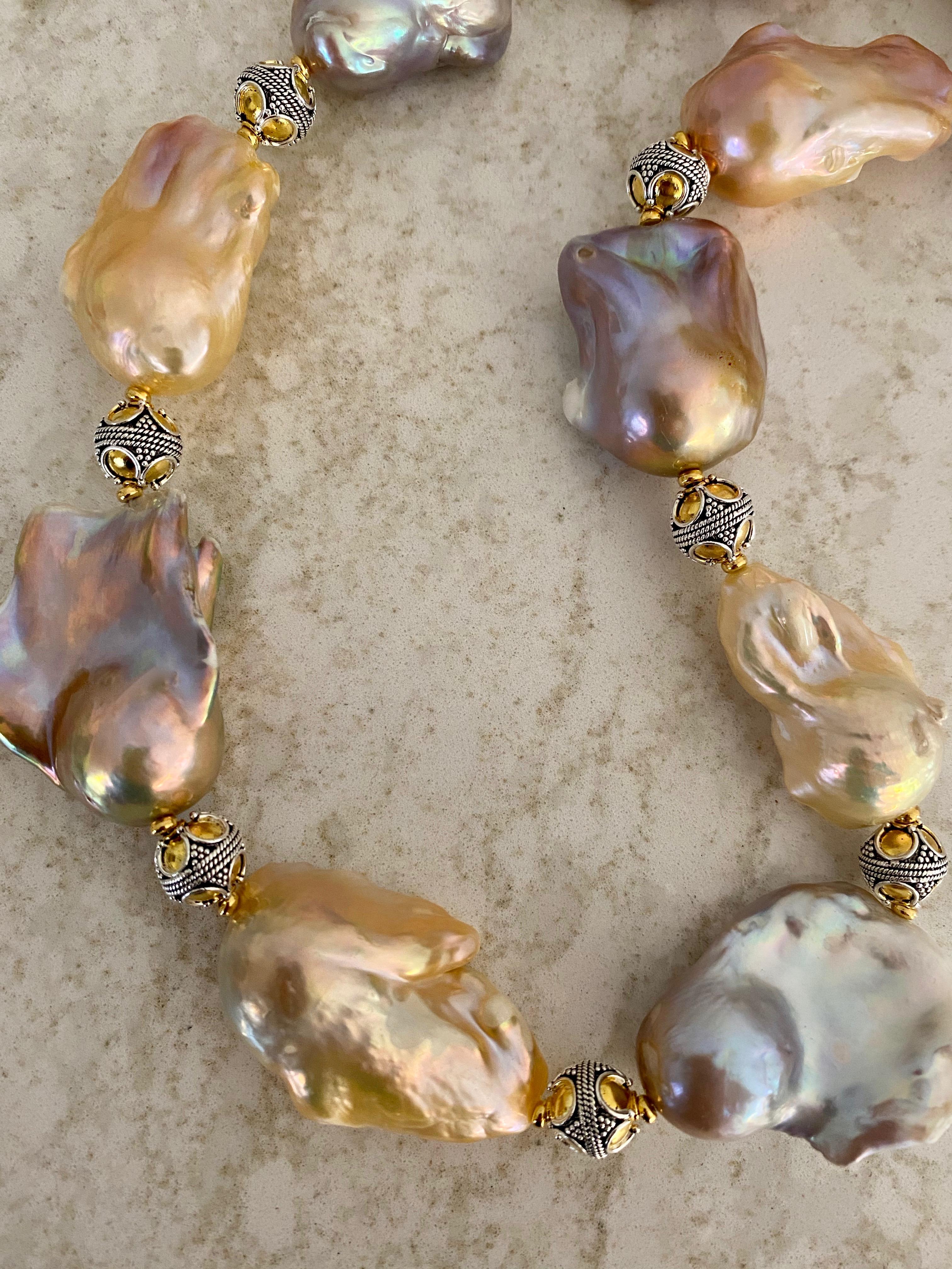 Women's Michael Kneebone Pastel Baroque Pearl Granulated Bead Necklace For Sale