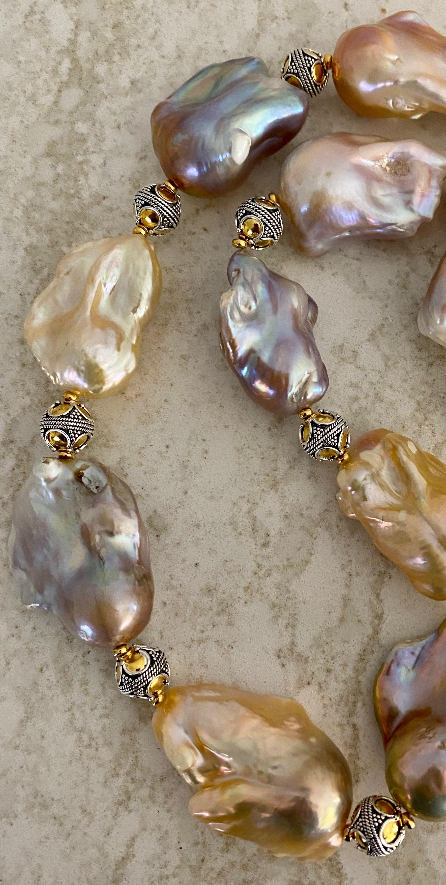 Michael Kneebone Pastel Baroque Pearl Granulated Bead Necklace For Sale 2