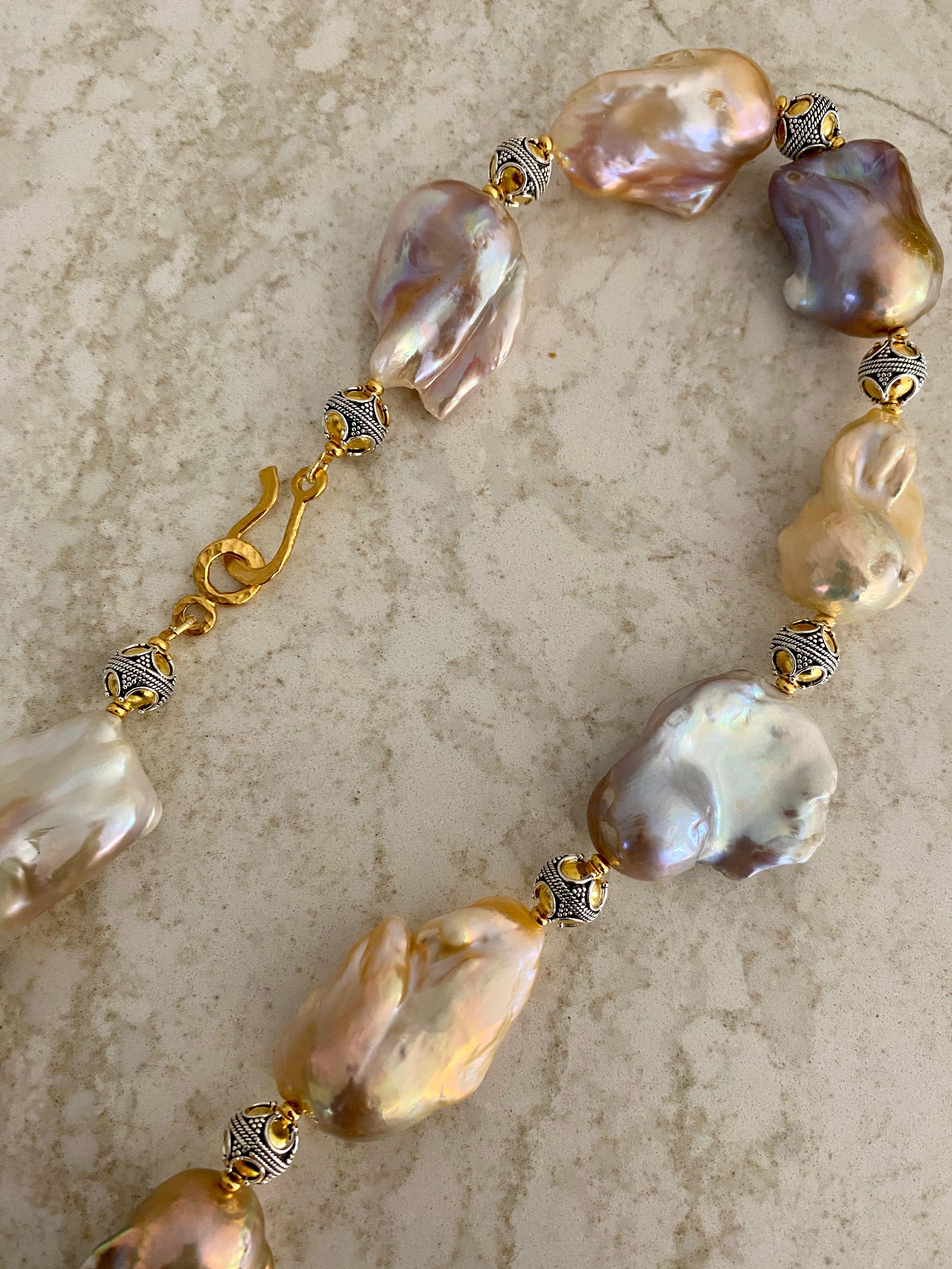 Michael Kneebone Pastel Baroque Pearl Granulated Bead Necklace For Sale 3