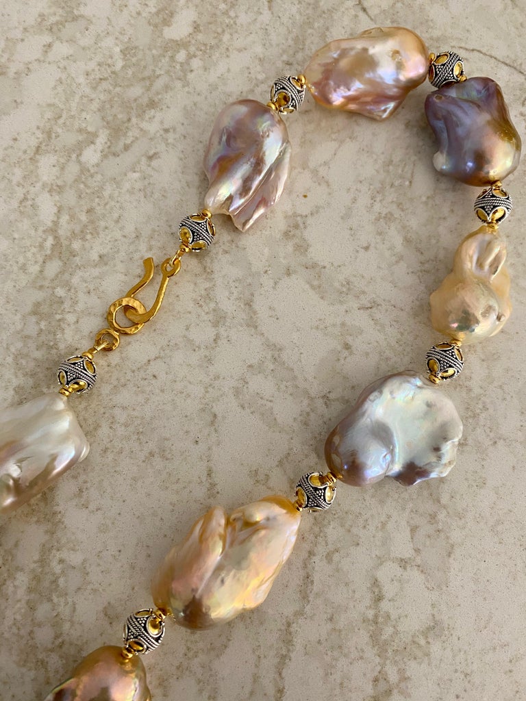 Michael Kneebone Pastel Baroque Pearl Granulated Bead Necklace For Sale 4