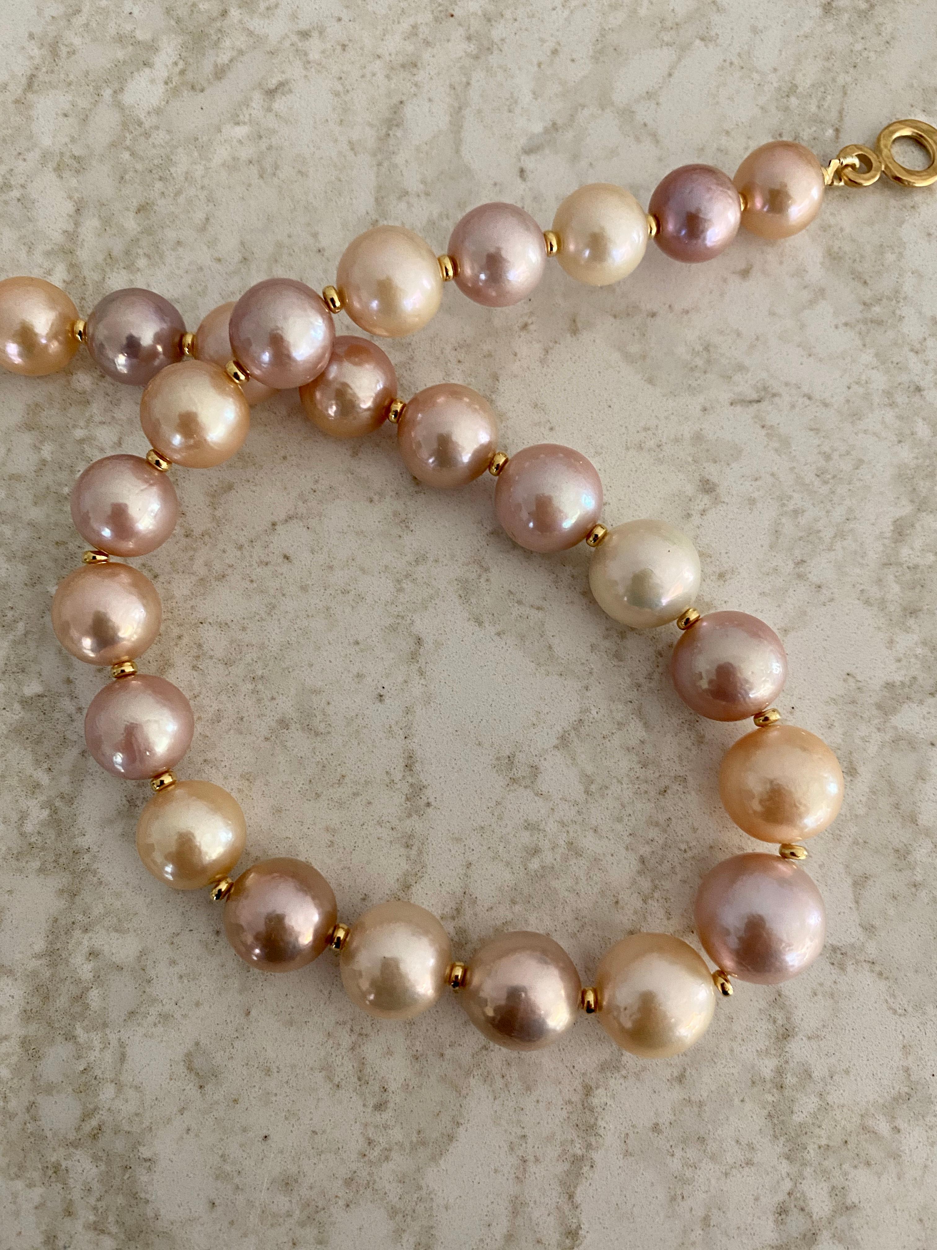 Round Cut Michael Kneebone Pastel Colored Pearl Necklace