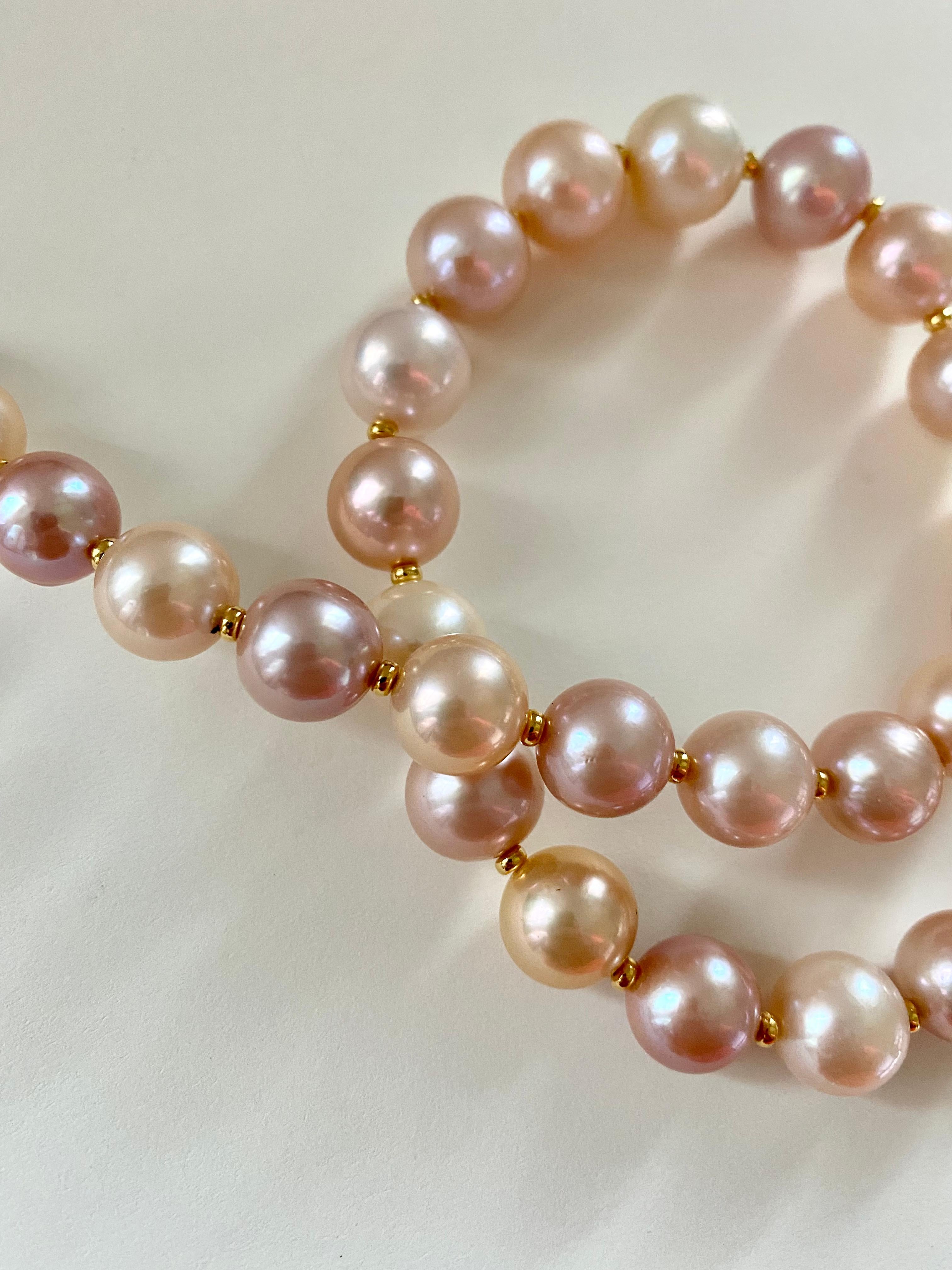 Round Cut Michael Kneebone Pastel Colored Pearl Necklace