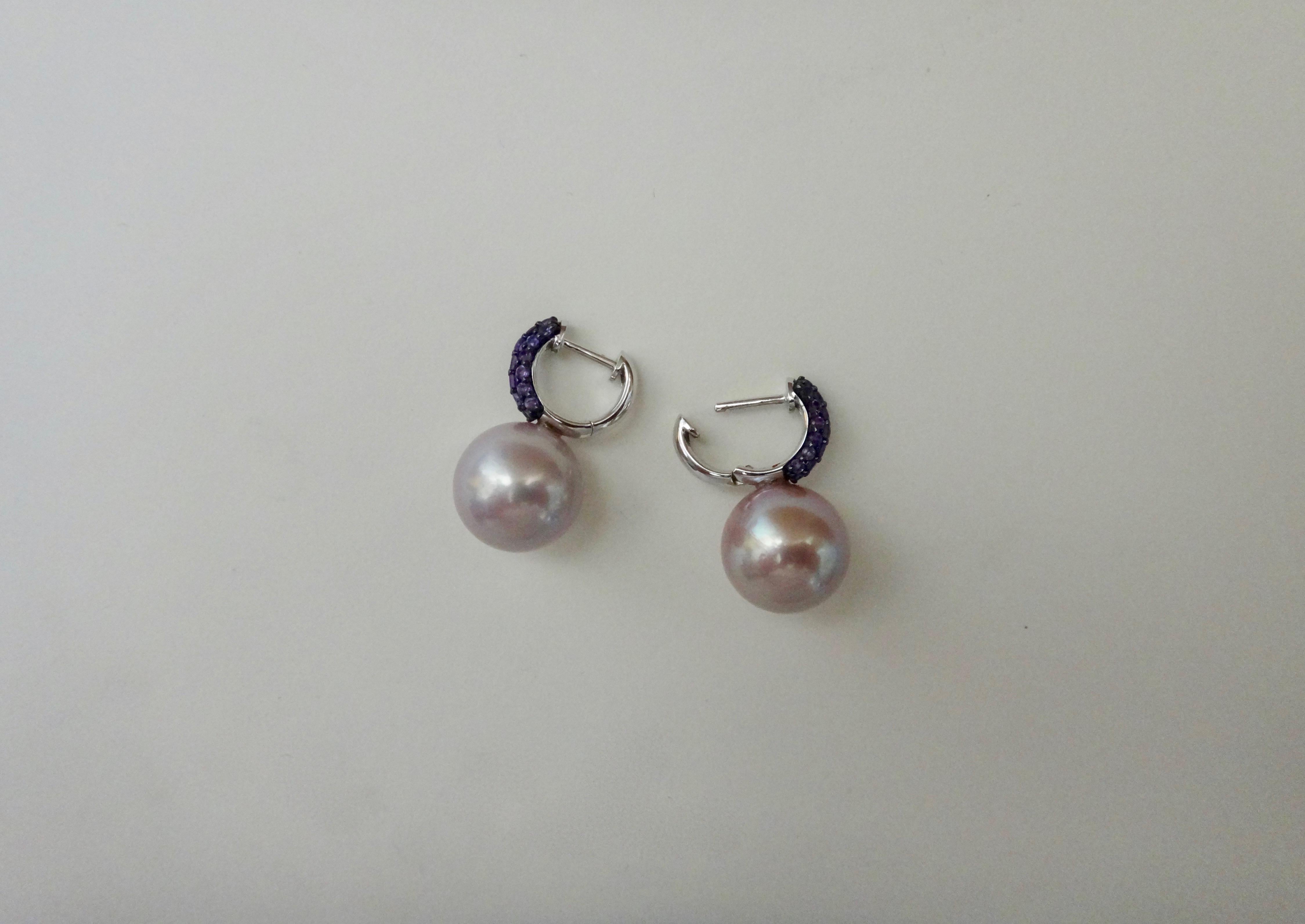 Michael Kneebone Pave Amethyst Lavender South Seas Pearl Drop Earrings 4