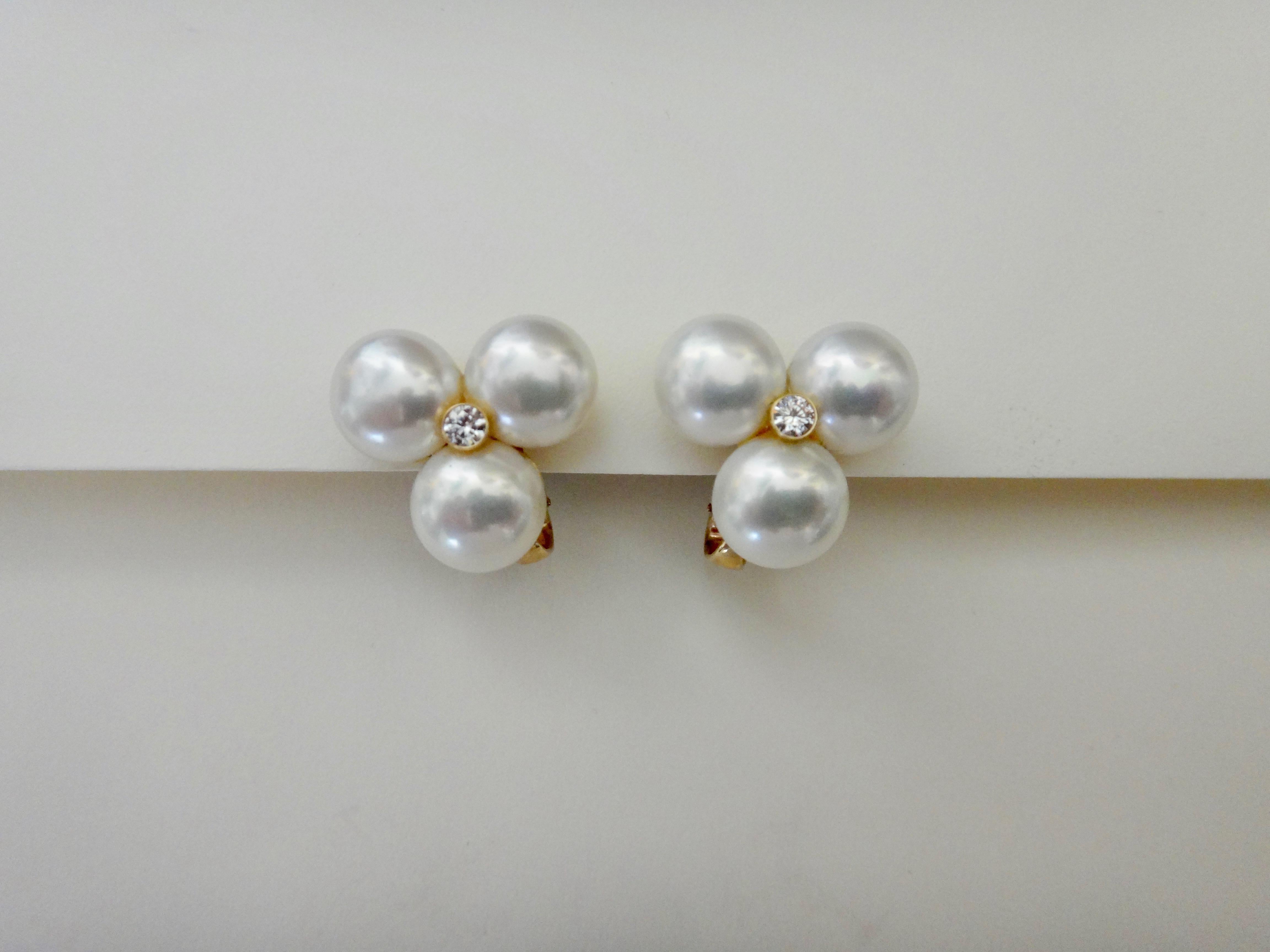 Michael Kneebone Pearl Cluster Diamond Dendritic Opal Dangle Earrings In New Condition In Austin, TX