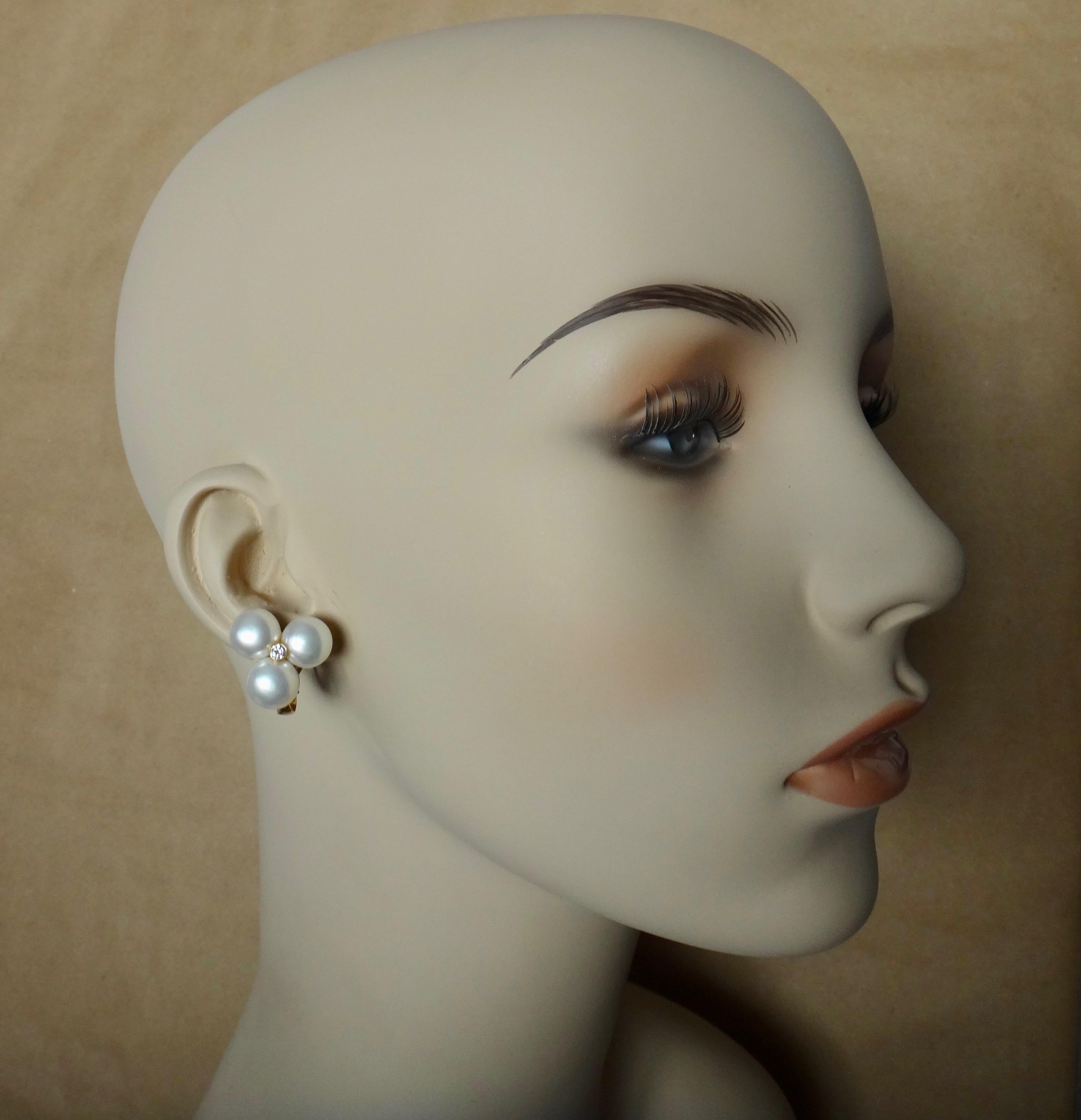 Women's Michael Kneebone Pearl Cluster Diamond Dendritic Opal Dangle Earrings