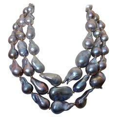 Michael Kneebone Pearl Necklace Tahitian Pearl Dangle Earring Suite