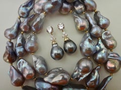 Michael Kneebone Pearl Necklace Tahitian Pearl Dangle Earring Suite