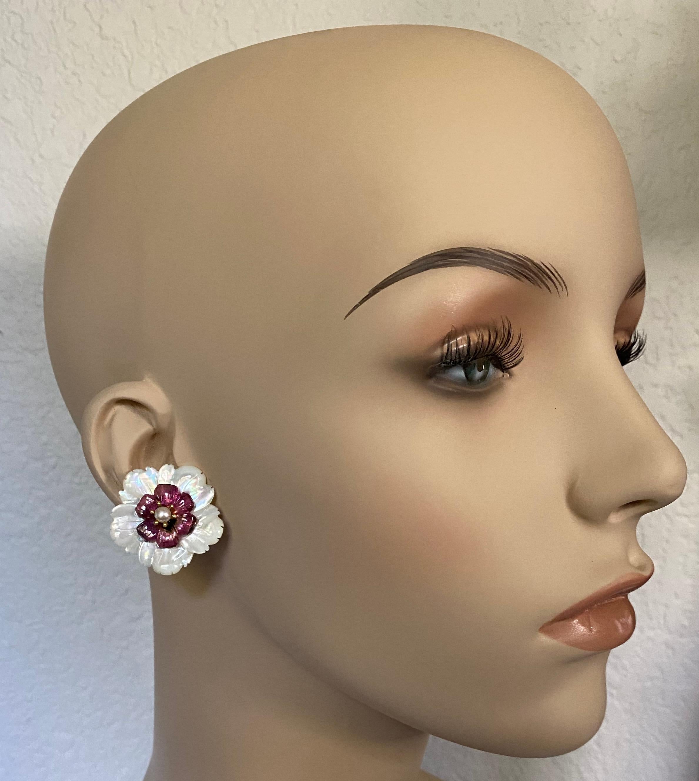 pink mother of pearl earrings