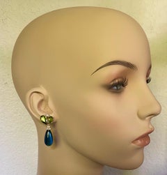 Michael Kneebone Peridot Diamond London Blue Topaz Briolette Dangle Earrings