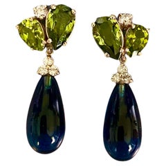 Michael Kneebone Peridot Diamond London Blue Topaz Briolette Dangle Earrings