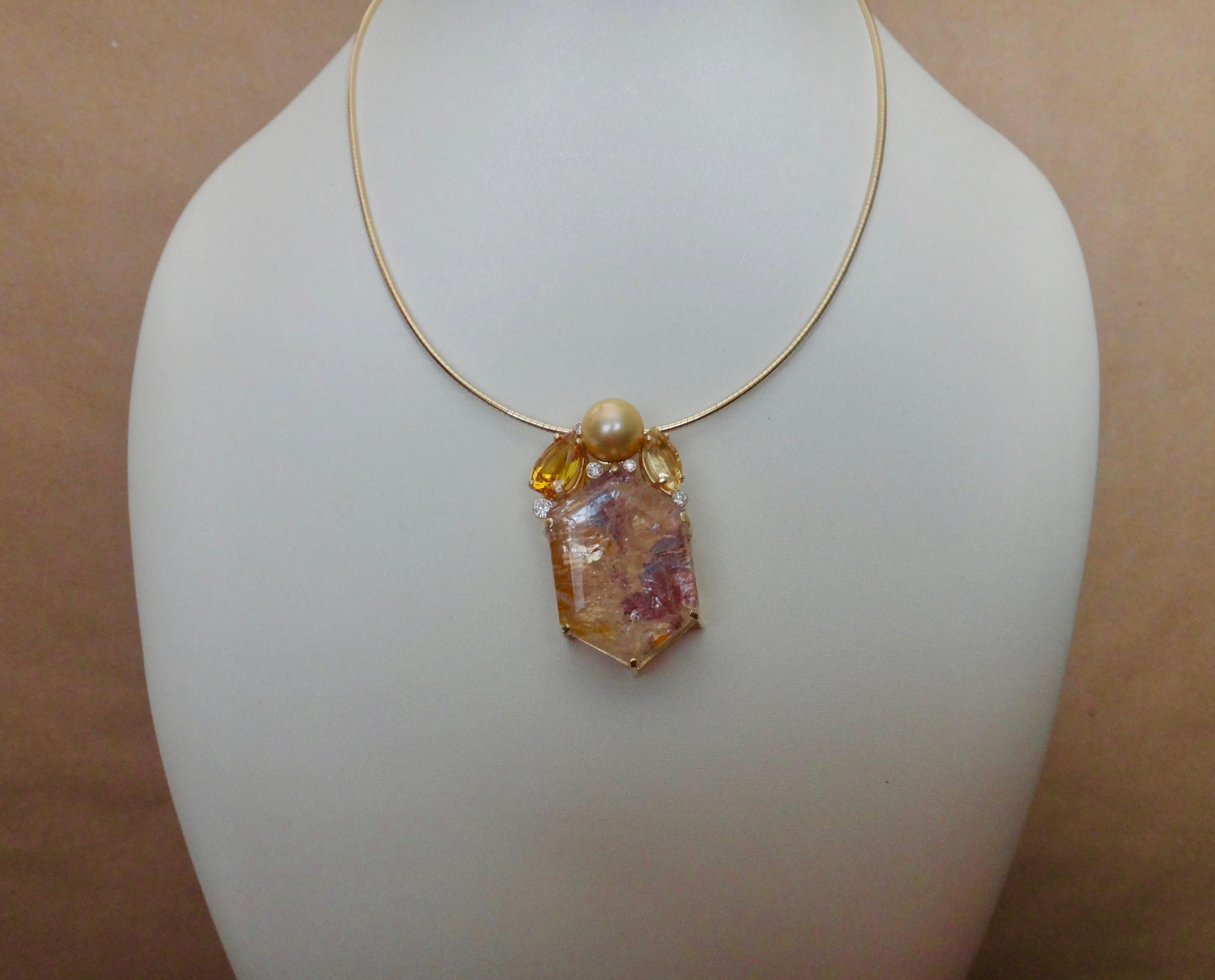 Contemporain Pendentif Michael Kneebone Phantom en quartz, citrine, perle dorée et diamant en vente