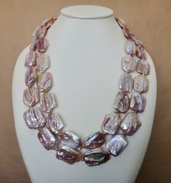 Michael Kneebone Pink Baroque Tile Pearl Necklace
