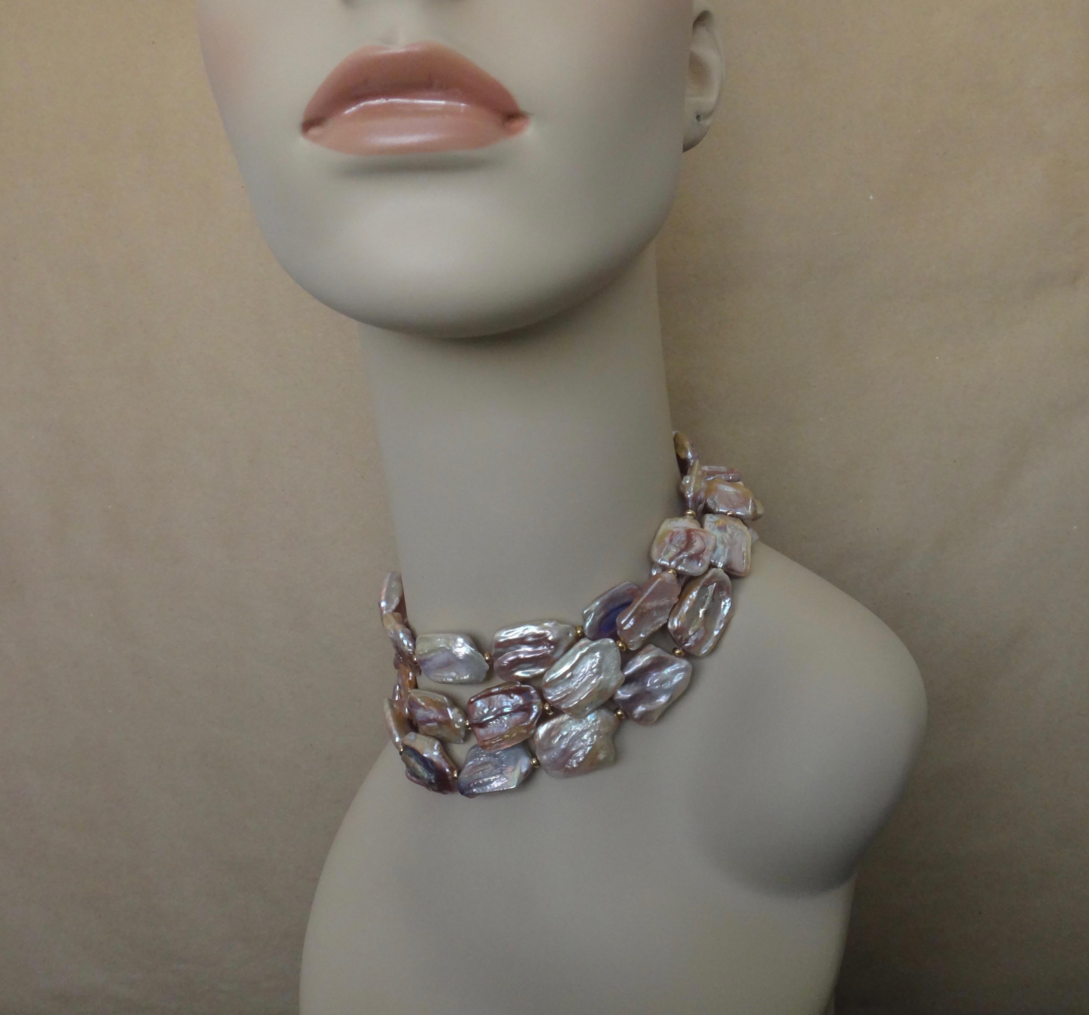Contemporary Michael Kneebone Pink Baroque Tile Pearl Necklace