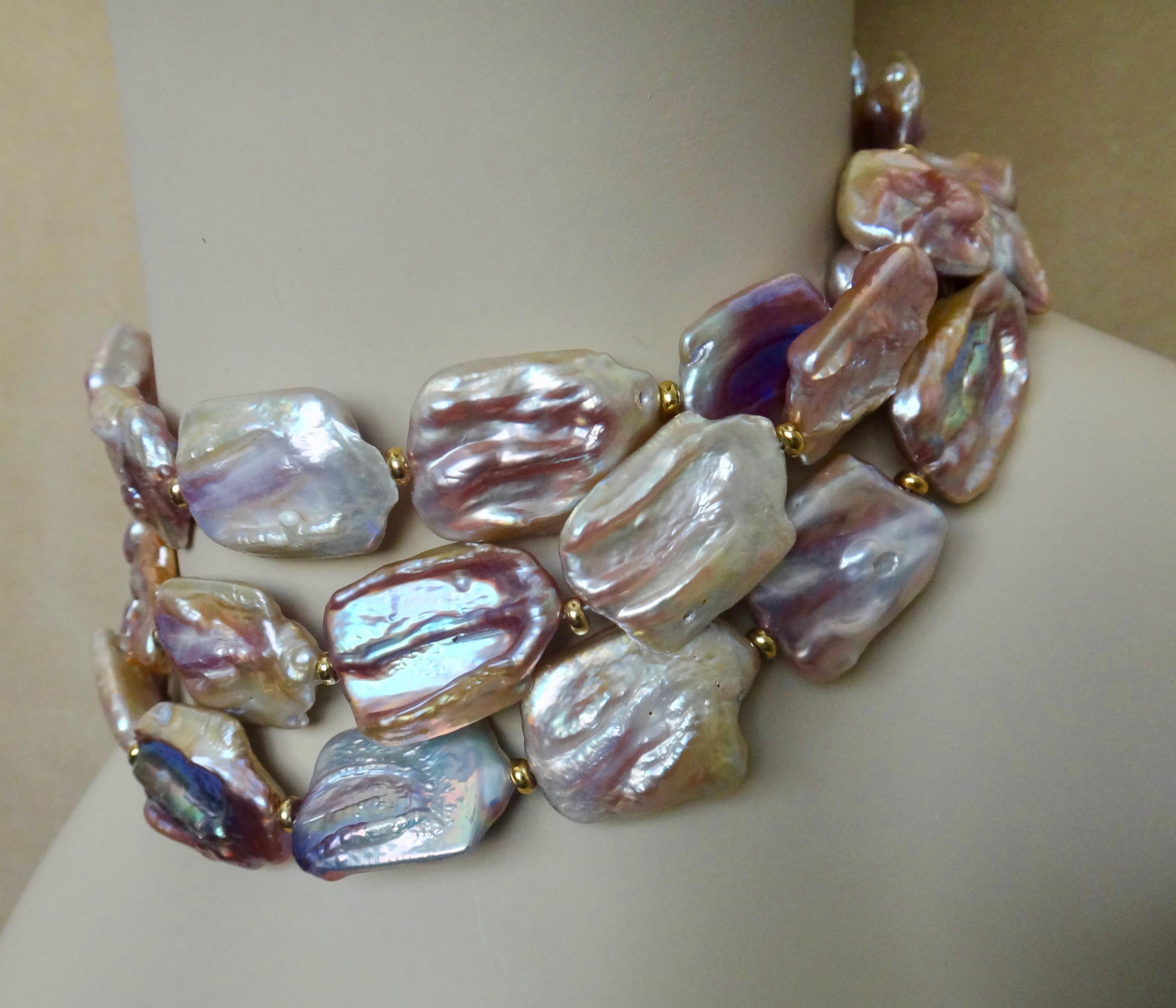 Women's Michael Kneebone Pink Baroque Tile Pearl Necklace