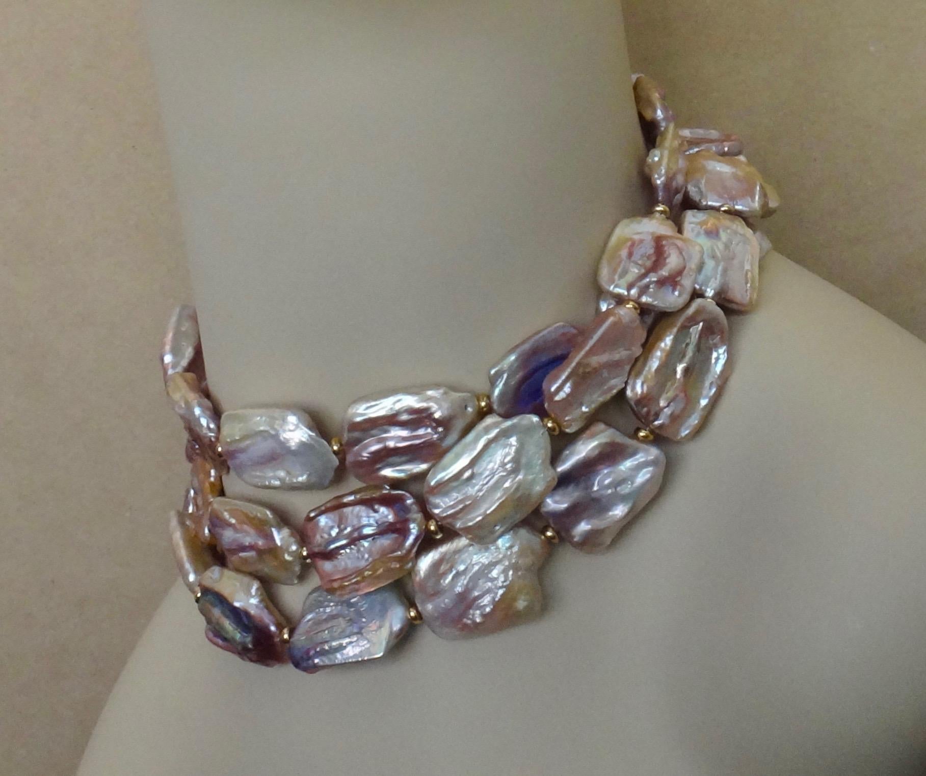 Michael Kneebone Pink Baroque Tile Pearl Necklace 3