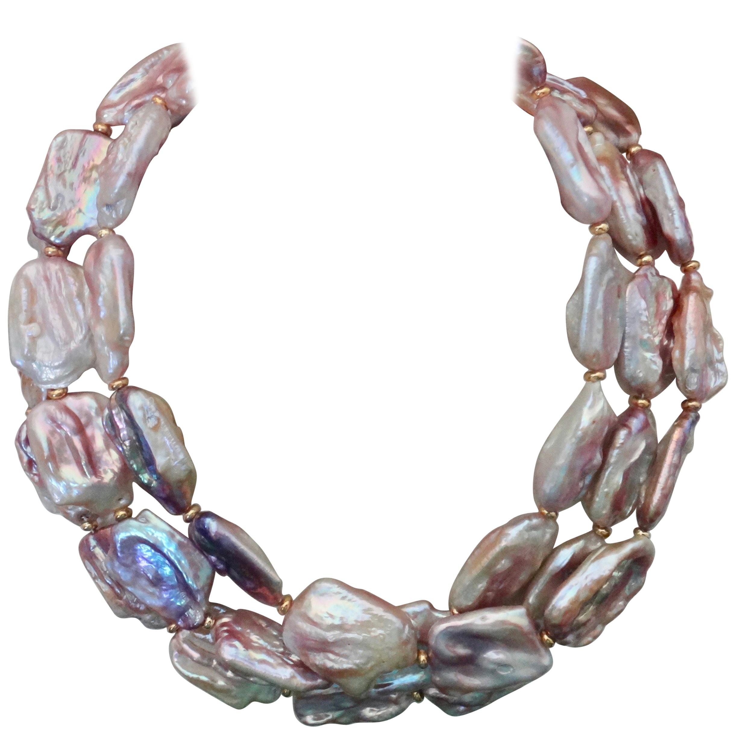 Michael Kneebone Pink Baroque Tile Pearl Necklace