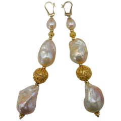 Michael Kneebone Pink Cloud Pearl Granulation Bead Dangle Earrings