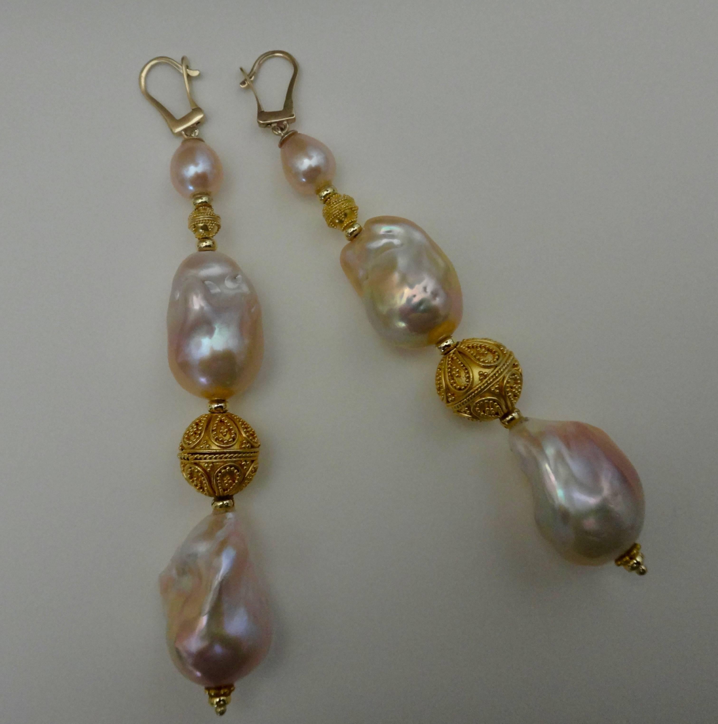 Michael Kneebone Pink Cloud Pearl Granulation Earring Necklace Suite 1