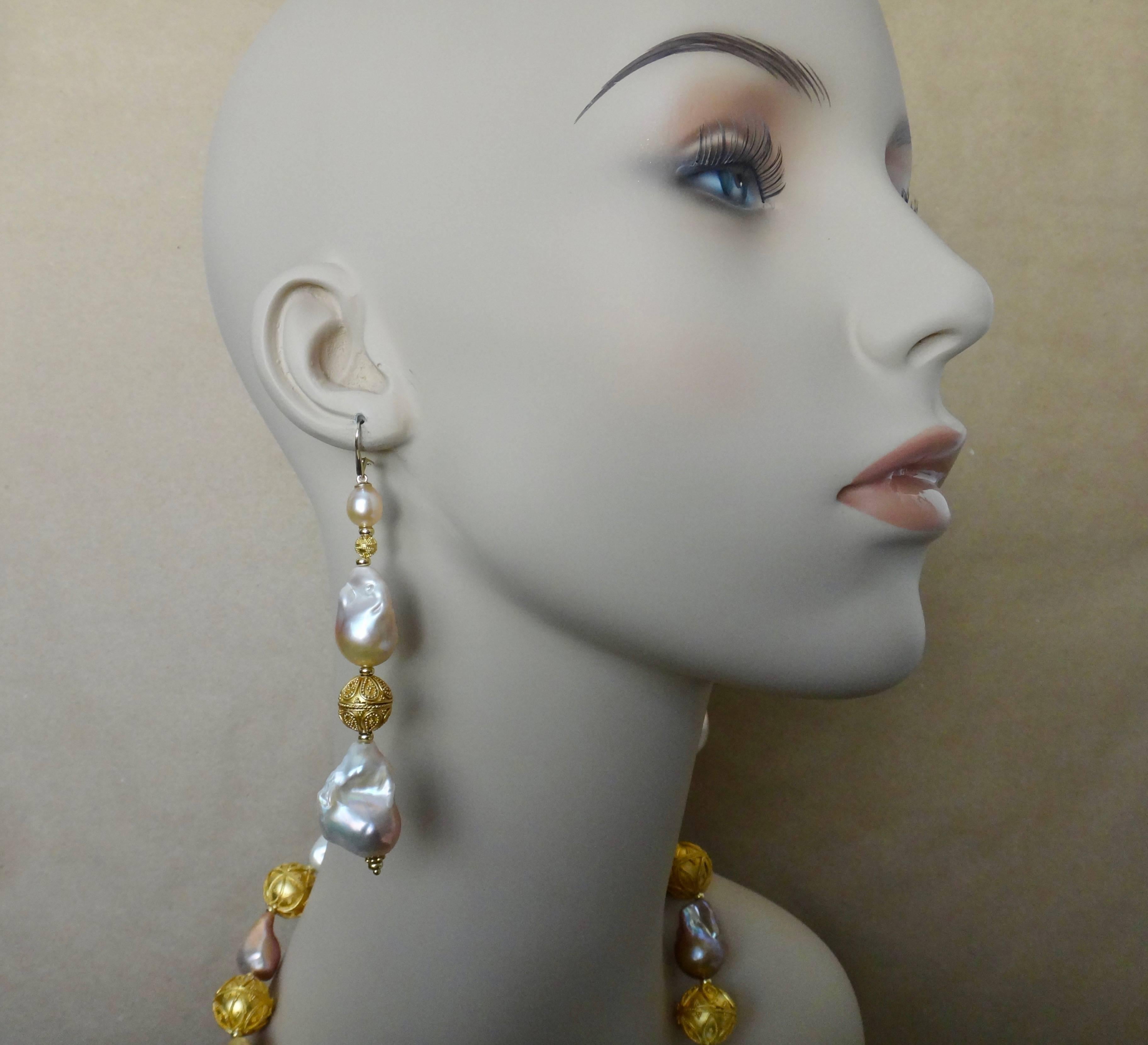 Michael Kneebone Pink Cloud Pearl Granulation Earring Necklace Suite 2