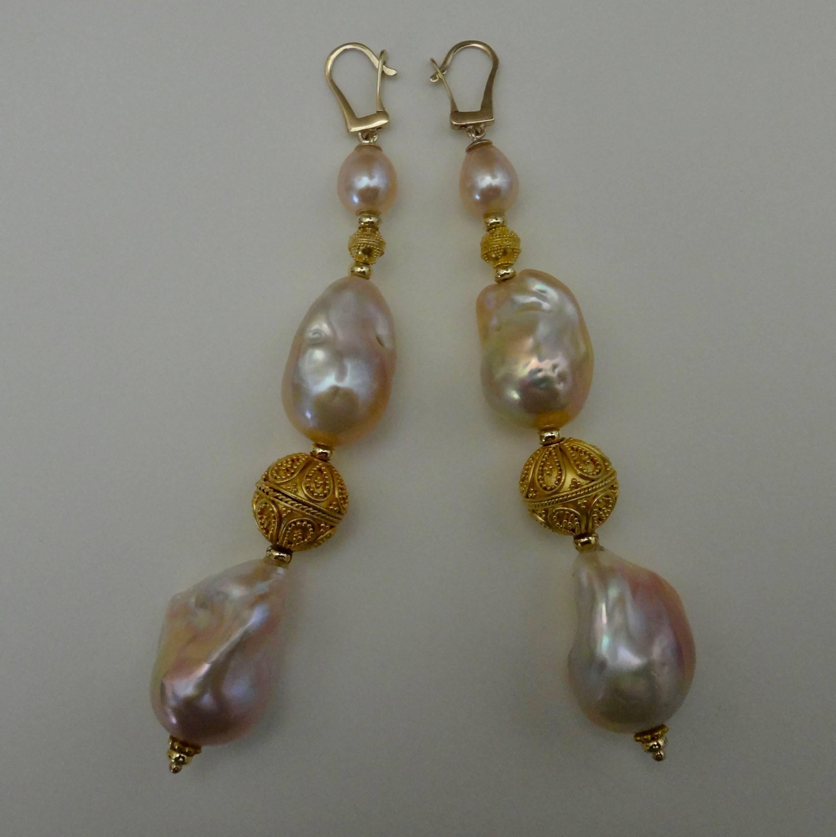 Michael Kneebone Pink Cloud Pearl Granulation Earring Necklace Suite 4